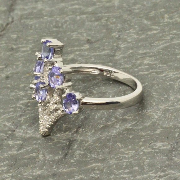 New Genuine Tanzanite Ring Set in 14ktwg & 925 Silver Sz 7 - Picture 3 of 4